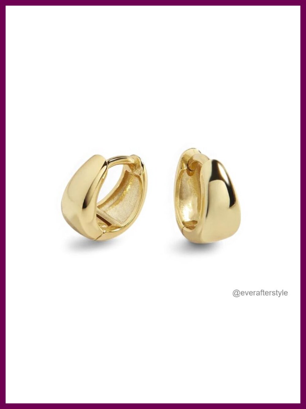 Teardrop Huggie Hoop Earrings 18K Gold Plated Stainless Steel CZ